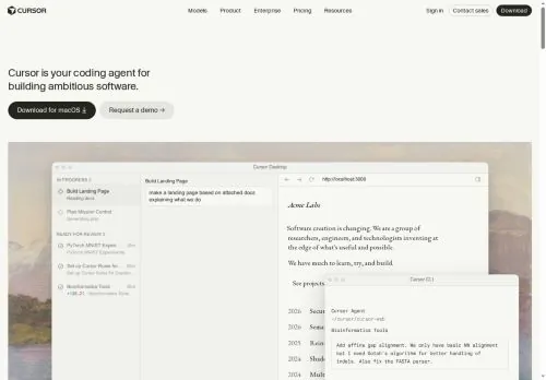 converted screenshot of Cursor homepage