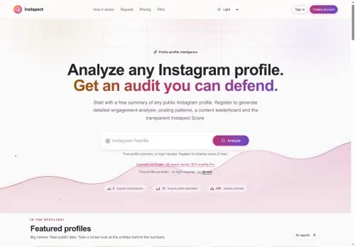 original screenshot of Instapect