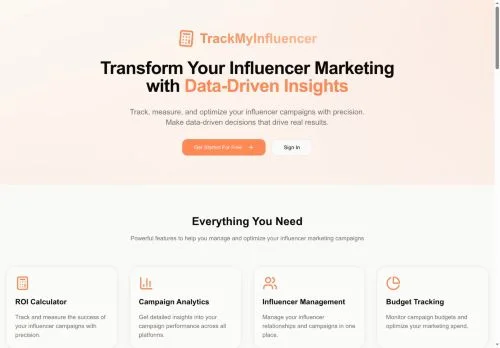 converted screenshot of TrackMyInfluencer