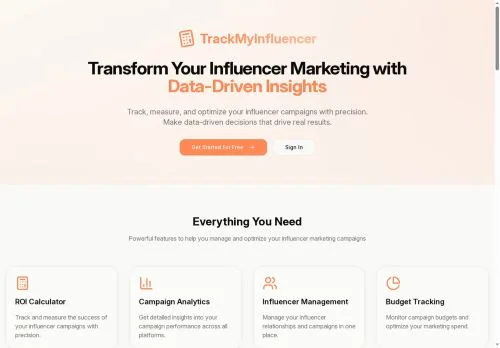 original screenshot of TrackMyInfluencer